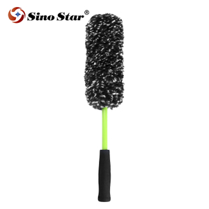 Detailing Soft Green Car Wheel Cleaning Brush,Scratch-Free Sheep Wool-Like Fiber Wheel Wash Brush for Cars SP00840