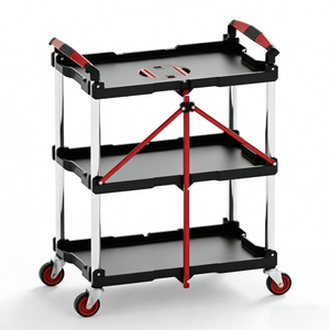 Car/Motorcycle Repair 3-Tier Foldable Multifunctional Trolley Household Storage Foldable Rolling Cart SP00868