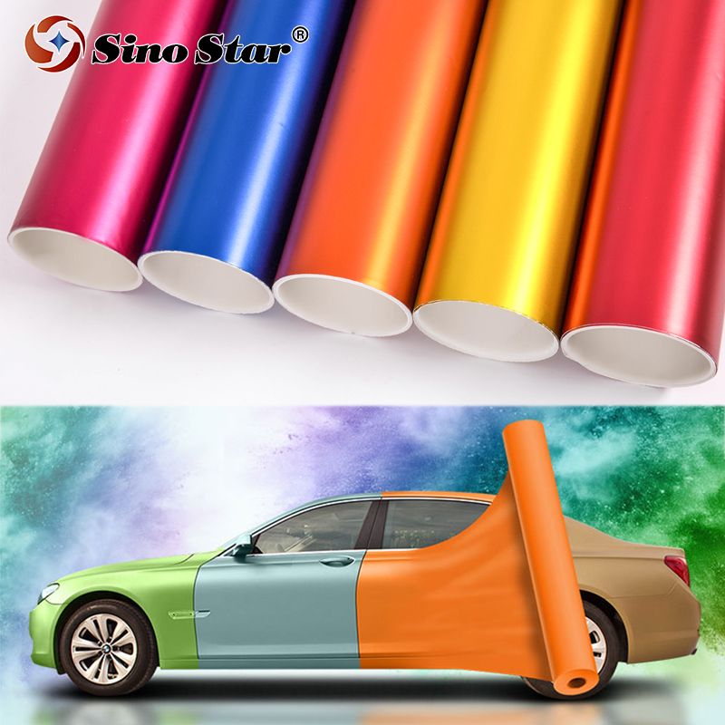 S5M02 Best Quality Carbon Fiber Vinyl Satin Chrome Metallic Car Wrapping Matte Sticker Film