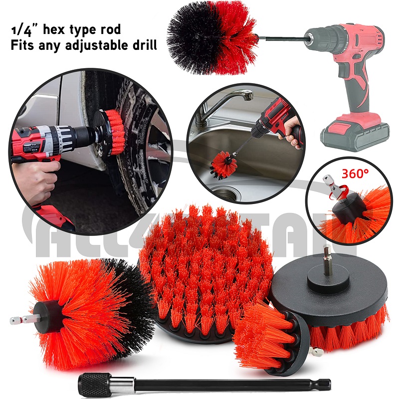 Car Detailing Cleaning Drill Brush Kit Brush Set for Cleaning Wheels Interior Exterior Leather Dashboard Air Vents Nano Coating