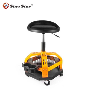 Adjustable Height Pneumatic Garage Stool Rolling Seat Soft Cushion Mechanics Chair with 360° Casters for Car Repair SP00874