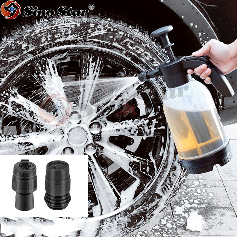 2L Hand Pump Foam Sprayer with 2 Types of Nozzle Hand Pneumatic Foam Cannon Snow Foam Car Wash Spray Bottle Car Window Cleaning