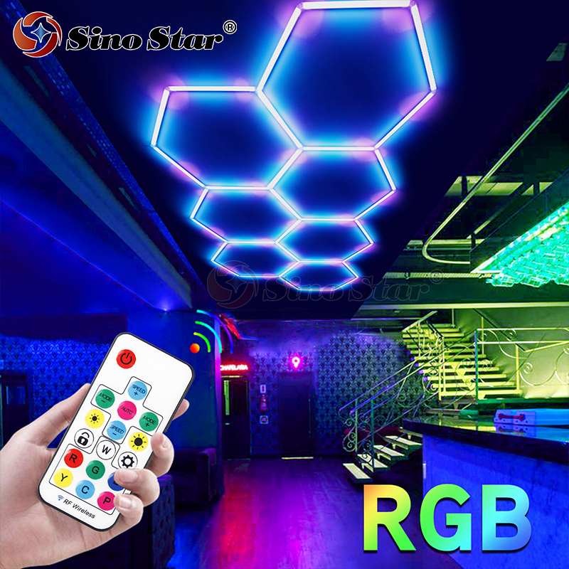 3389*1715mm 56W Club Hotel Shop Supermarket Corridor Honeycomb RGB Hexagon Light Bar Garage 2 Years Warranty