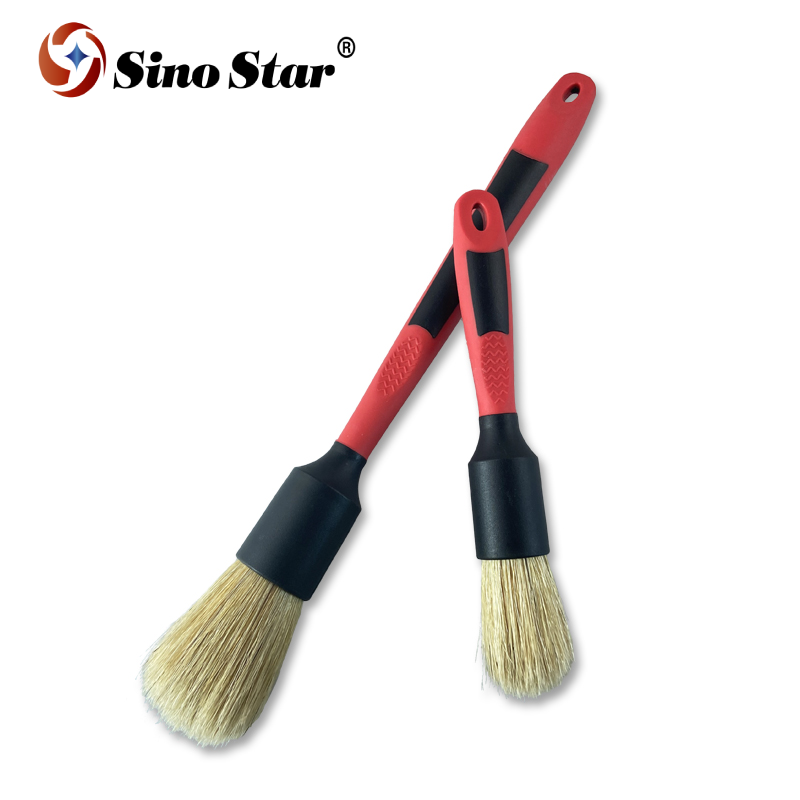 SP00349 2Pcs Red All Rubber Handle Car Detailing Brushes Set