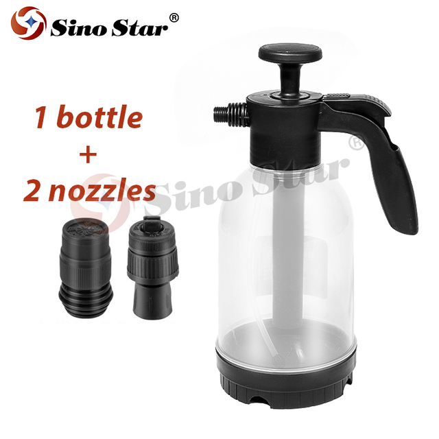 2L Hand Pump Foam Sprayer with 2 Types of Nozzle Hand Pneumatic Foam Cannon Snow Foam Car Wash Spray Bottle Car Window Cleaning