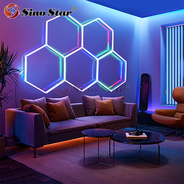 Latest Hexagon Lighting Kits with Vibrant RGB Color Changing LED Connect Plug in Hundreds of Color Modes And Lighting Effects