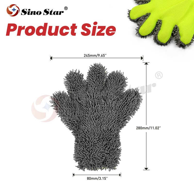 High Quality Magic Double Side Car Cleaning Gloves Microfiber 5 Fingers Hand Shape Car Was Mitt Chenille Mitt Gloves