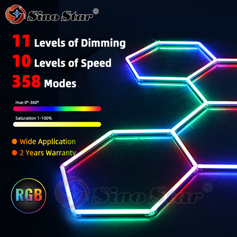 Latest Hexagon Lighting Kits with Vibrant RGB Color Changing LEDs Plug in Hundreds of Color Modes And Lighting Effects