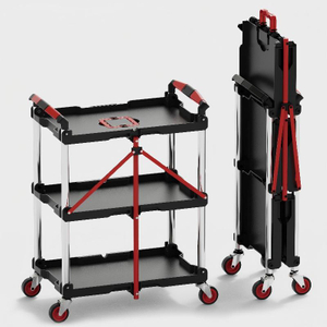 Car/Motorcycle Repair 3-Tier Foldable Multifunctional Trolley Household Storage Foldable Rolling Cart SP00868