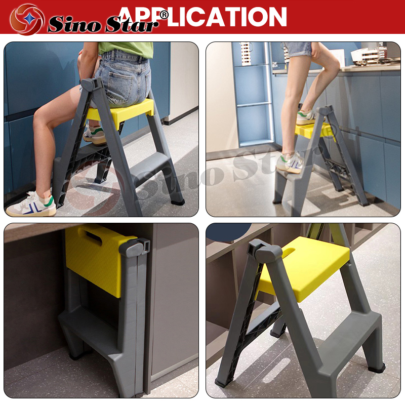 BJJN4 Portable Folding Double Sided Step Stools Plastic Household Ladder