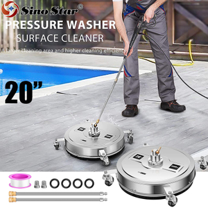 Pressure Washer Surface Cleaner 20" 4 Wheels Stainless Steel Heavy Duty 4000PSI 2 Pressure Washer Extension Wand Attachments