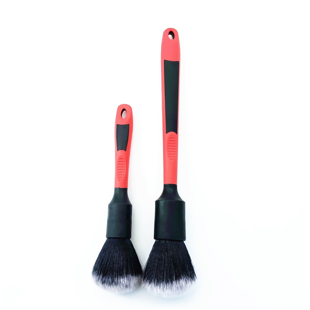 SP00355 2Pcs Red Rubber Handle Car Detailing Brushes