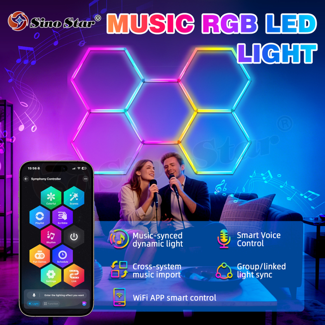 Music Sync RGB LED Light Sound Activated Color Changing Lights Music Rhythm Lamp