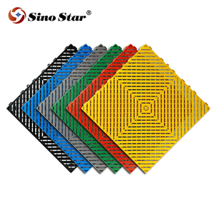 Sino Star 40*40*1.8cm 500g Interlocking PP Garage Floor Tile (Flat Surface) Vented Vinyl Flooring for Garages Workshops Car Washes SP00937