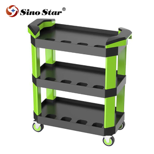 High Quality Multifunctional PP Material Auto Repair 3 Shelf Car Beauty Tool Cart 200kg Load Capacity SP00812