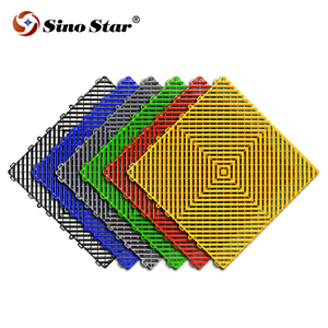 Sino Star 40*40*1.8cm 500g Interlocking PP Garage Floor Tiles Vented Vinyl Flooring for Garages Workshops Car Washes SP00939